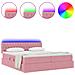 Letto con luci a strisce a LED Rosa 200 x 200 cm Velluto - Foto miniatura 4