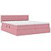 Letto con luci a strisce a LED Rosa 200 x 200 cm Velluto - Foto miniatura 7