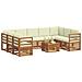 Set divani 10 pcs Naturale e Crema Legno di Acacia Massello - Foto miniatura 3