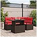 Set Divano da Giardino 5 pcs Marrone e Rosso polyrattan - Foto miniatura 2