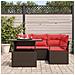 Set Divano da Giardino 5 pcs Marrone e Rosso polyrattan - Foto miniatura 3