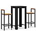 Set Bar Giardino 3 pz Nero Polyrattan e Legno Massello Acacia - Foto miniatura 1