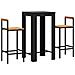 Set Bar Giardino 3 pz Nero Polyrattan e Legno Massello Acacia - Foto miniatura 3