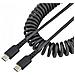 Cavo USB C Ricarica Veloce da 50cm; Cavetto USB tipo C 2.0 Spiralato di Alimentazione e Sincronizzazione; Resistente Cavo USB C /USB C corto in Fibra Aramidica, Maschio-Maschio, TPE - Nero - Foto miniatura 1