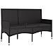 Panca Da Giardino A 3 Posti Con Cuscini In Polyrattan Nero - Foto miniatura 2