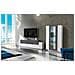 Parete Attrezzata Mirko, Set Salotto Porta Tv, Mobile Soggiorno Multiuso, 100% Made In Italy, Cm 280x45h121, Bianco Lucido E Ardesia - Foto miniatura 1