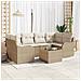 Set di Divani da Giardino  in 7 Pezzi con Cuscini in Polyrattan Beige, Divano da Giardino a Due Posti  con Cuscini in Polyrattan Beige - Foto miniatura 2