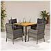 Set da Pranzo da Giardino 5 pz con Cuscini in Polyrattan Grigio - Foto miniatura 2