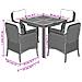 Set da Pranzo da Giardino 5 pz con Cuscini in Polyrattan Grigio - Foto miniatura 7