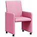 Sedie da Pranzo con Ruote 2 pcs Rosa 57 x 66 x 94 cm Tessuto - Foto miniatura 1