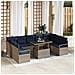 Set Divano da Giardino 10 pcs Grigio e Blu Navy Poly Rattan - Foto miniatura 2