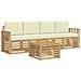 Set di divani da esterno 5 pcs Bianco e Crema Poliestere - Foto miniatura 1