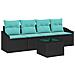 Set di divani con cuscino 5 pcs Nero e Turchese polyrattan - Foto miniatura 1