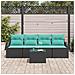 Set di divani con cuscino 5 pcs Nero e Turchese polyrattan - Foto miniatura 3