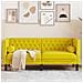Divano Chesterfield Con Rinforzi 2 Posti Giallo In Velluto - Foto miniatura 1