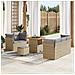 Set di divani da giardino  in 8 pezzi con cuscini beige polyrattan acacia, Set di tavoli da giardino  in 3 pezzi con cuscini beige polyrattan acacia - Foto miniatura 2