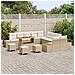 Set di Divano da Giardino  14 Pezzi con Cuscini Beige Polyrattan Acacia, Set di Pranzo da Giardino  4 Pezzi con Cuscini Beige Polyrattan Acacia - Foto miniatura 3