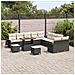 Set Divano da Giardino da 13 Pezzi con Cuscini Nero Polirattan Acacia,  Divano da Giardino per 2 Persone con Cuscini Nero Polirattan,  Set di 3 Pezzi per Pranzo in Giardino con Cuscini Nero Polirattan Acacia - Foto miniatura 3