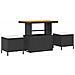 Set Divano da Giardino da 13 Pezzi con Cuscini Nero Polirattan Acacia,  Divano da Giardino per 2 Persone con Cuscini Nero Polirattan,  Set di 3 Pezzi per Pranzo in Giardino con Cuscini Nero Polirattan Acacia - Foto miniatura 4