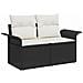 Set Divano da Giardino da 13 Pezzi con Cuscini Nero Polirattan Acacia,  Divano da Giardino per 2 Persone con Cuscini Nero Polirattan,  Set di 3 Pezzi per Pranzo in Giardino con Cuscini Nero Polirattan Acacia - Foto miniatura 6