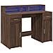 Scrivania con Luci LED Marrone Rovere 120x55x91 cm Multistrato - Foto miniatura 3