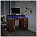 Scrivania con Luci LED Marrone Rovere 120x55x91 cm Multistrato - Foto miniatura 5