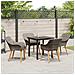 Set pranzo giardino 5 pezzi grigio in rattan sintetico - Foto miniatura 4
