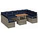 Set Divano da Giardino con cuscino 10 pcs Grigio e Blu Navy - Foto miniatura 1