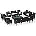 Set Divani Da Giardino 16 Pz Con Cuscini In Polyrattan Nero - Foto miniatura 2