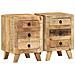 Comodini 2pz 37x32x50 Cm In Legno Massello Di Mango Grezzo - Foto miniatura 1
