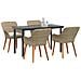 Set pranzo giardino 5 pezzi in rattan polietilene beige - Foto miniatura 3