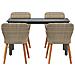 Set pranzo giardino 5 pezzi in rattan polietilene beige - Foto miniatura 7