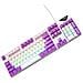 Tastiera Meccanica Cablata Retroilluminata Arcobaleno Interruttore Blu Hot-swappable 104 Tasti White + Purple - Foto miniatura 3