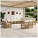Set di divani da esterno 13 pcs Naturale e Bianco Crema - Foto miniatura 2
