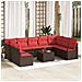 Set Divano da Giardino 10 pcs Marrone e Rosso polyrattan - Foto miniatura 2