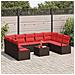 Set Divano da Giardino 10 pcs Marrone e Rosso polyrattan - Foto miniatura 3