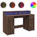 Scrivania con Luci LED Marrone Rovere 140x55x91 cm Multistrato - Foto miniatura 1