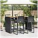 Set Bar da Giardino 5 pz con Cuscini Nero in Polyrattan Acacia - Foto miniatura 3