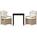 Set da Pranzo per Giardino 3 pcs Beige polyrattan - Foto miniatura 7