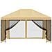 Gazebo da giardino con pareti laterali 4 × 3 m Crema - Foto miniatura 5