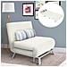 Poltrona Divano Letto 1 Posto Singolo In Ferro E Cotone Reclinabile 75x70 Crema - Foto miniatura 1