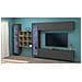 Parete Attrezzata Gustavo, Set Salotto Porta Tv A 4 Ante, Mobile Soggiorno Multiuso Con Vetrina E Luce Led, 100% Made In Italy, Cm 350x30h180, Antracite - Foto miniatura 1