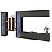 Parete Attrezzata Gustavo, Set Salotto Porta Tv A 4 Ante, Mobile Soggiorno Multiuso Con Vetrina E Luce Led, 100% Made In Italy, Cm 350x30h180, Antracite - Foto miniatura 2