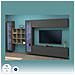 Parete Attrezzata Gustavo, Set Salotto Porta Tv A 4 Ante, Mobile Soggiorno Multiuso Con Vetrina E Luce Led, 100% Made In Italy, Cm 350x30h180, Antracite - Foto miniatura 4