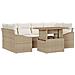 Set da Pranzo da Giardino in 7 Pezzi con Cuscini Beige Poly Rattan Acacia - Foto miniatura 1