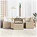 Set da Pranzo da Giardino in 7 Pezzi con Cuscini Beige Poly Rattan Acacia - Foto miniatura 3