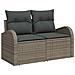 Set divano giardino 8 pezzi con cuscini grigi in polyrattan e legno di acacia,  Divano giardino 2 posti con spazio stoccaggio e cuscini grigi in polyrattan,  Set pranzo giardino 3 pezzi con cuscini polyrattan grigio e legno di acacia - Foto miniatura 5