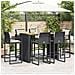Set Bar da Giardino 7 pz con Cuscini Nero in Polyrattan Acacia - Foto miniatura 3