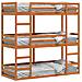 Letto Castello Triplo Marrone Cera 80x200cm Legno Massello Pino - Foto miniatura 1