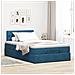 Pouf Letto con Materasso e LED Blu Scuro 120x190cm in Velluto - Foto miniatura 4